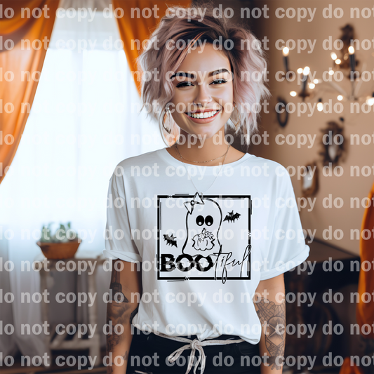 BOOtiful Ghost with pumpkin Screen print transfer Dream Print or Sublimation Print