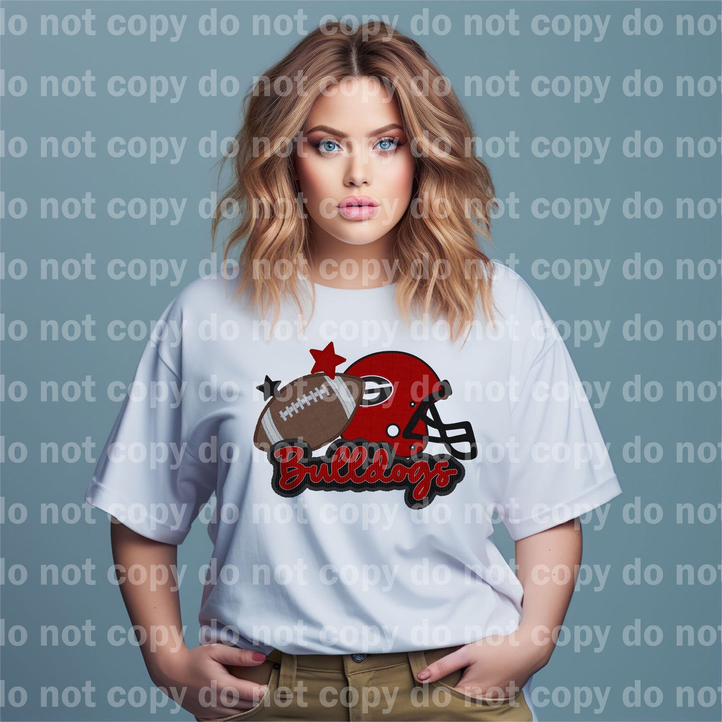 Bulldogs with Logo Football Embroidery Dream Print or Sublimation Print