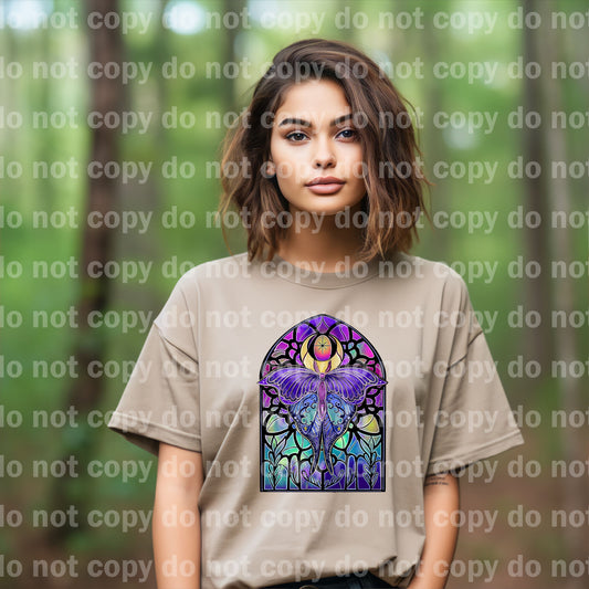 Butterfly Purple White Outline Stained Glass Dream Print or Sublimation Print