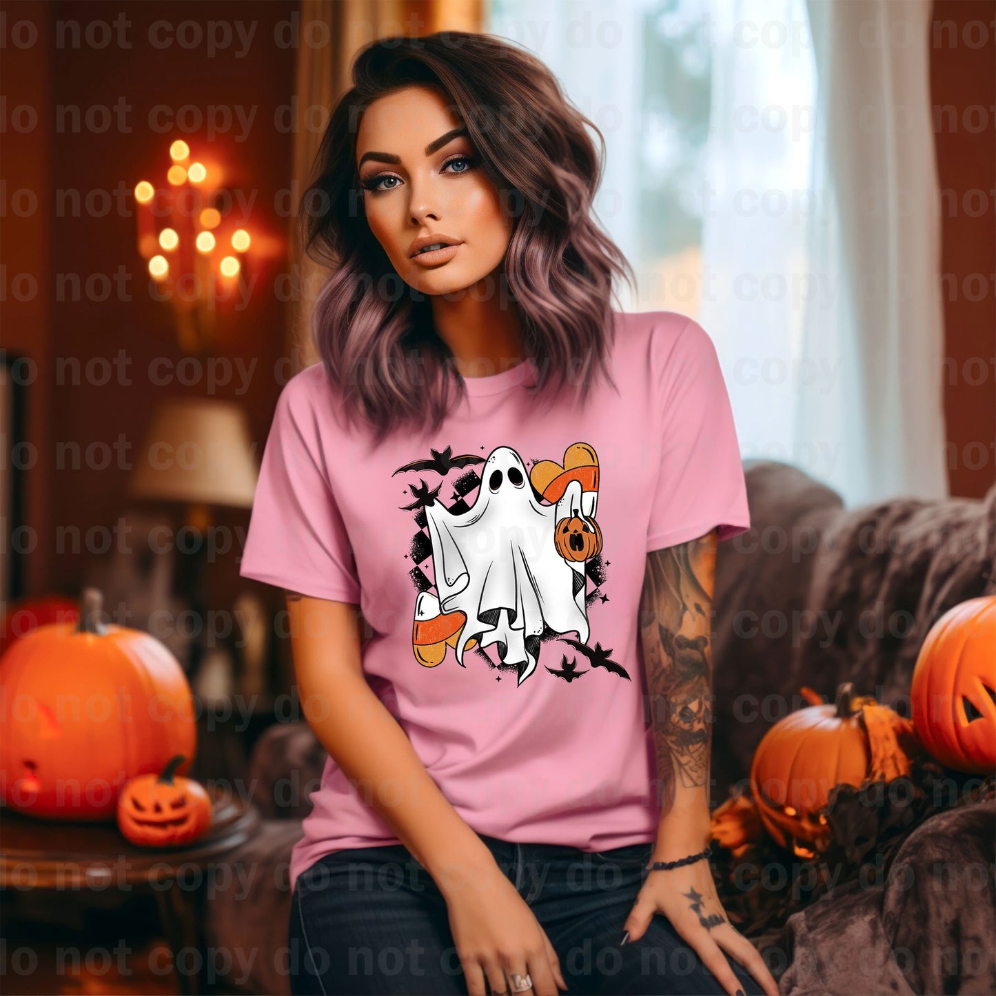 Candy Corn Ghost Bats with Optional Sleeve Design Dream Print or Sublimation Print