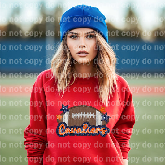 Cavaliers Football Sequin Embroidery Dream Print or Sublimation Print