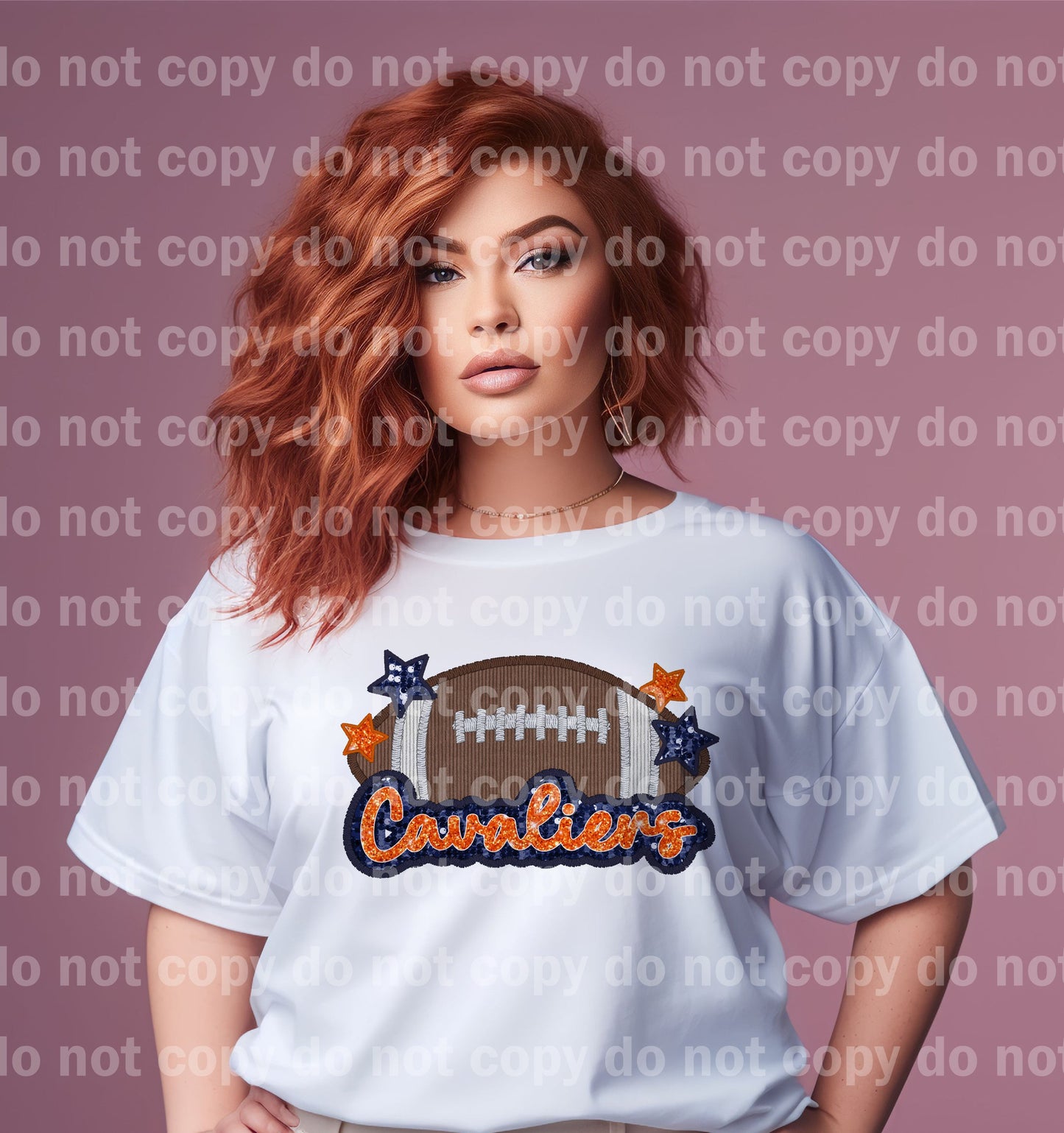 Cavaliers Football Sequin Embroidery Dream Print or Sublimation Print
