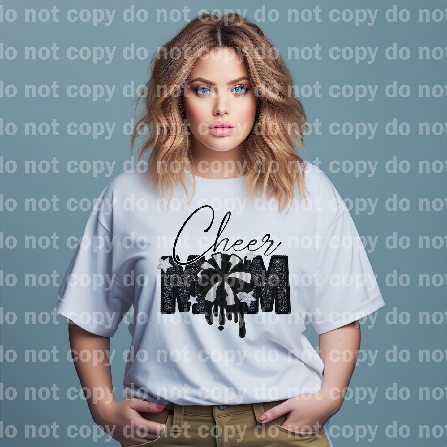Cheer Mom Faux Embroidery Sequin Dream Print or Sublimation Print