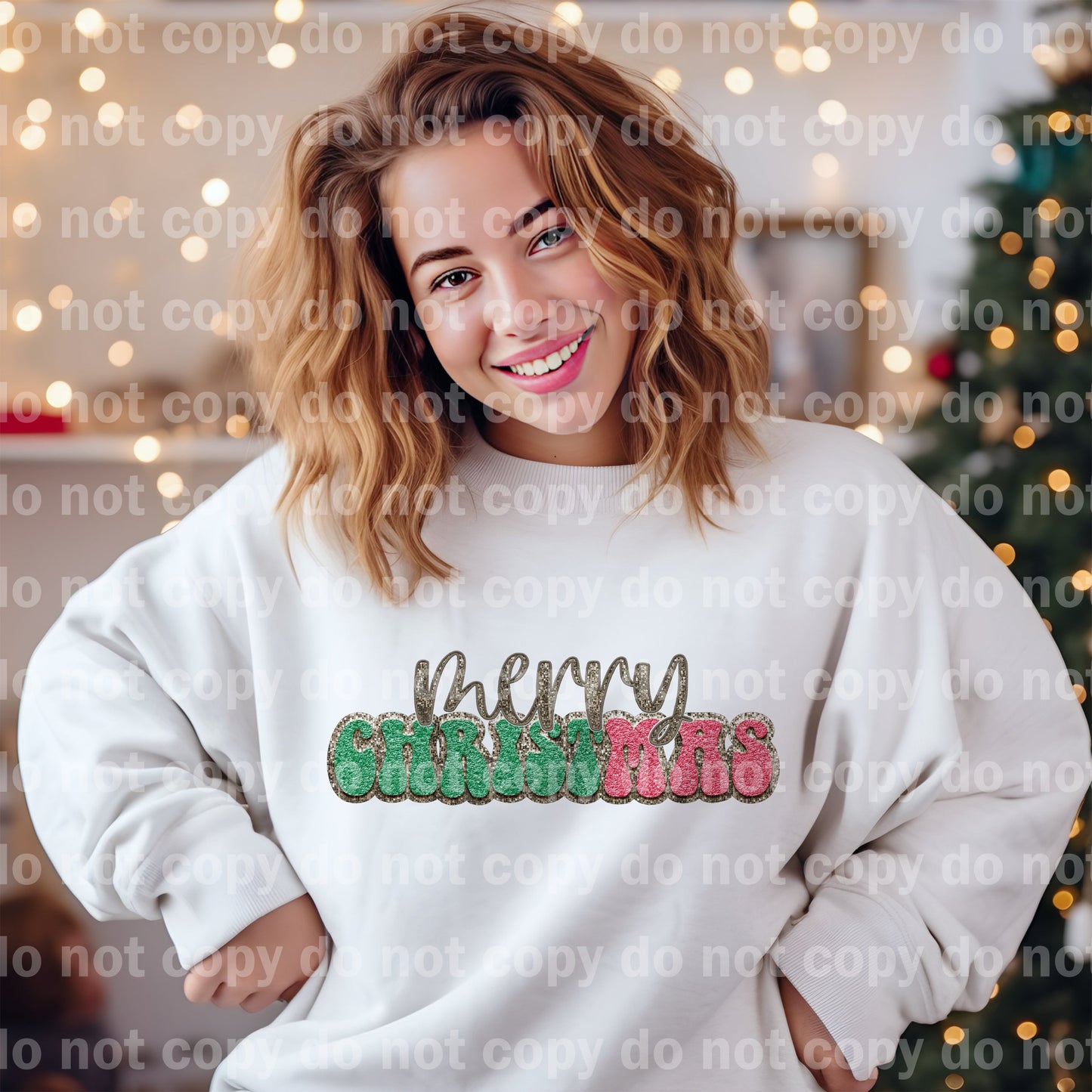 Merry Christmas Chenille Dream Print or Sublimation Print