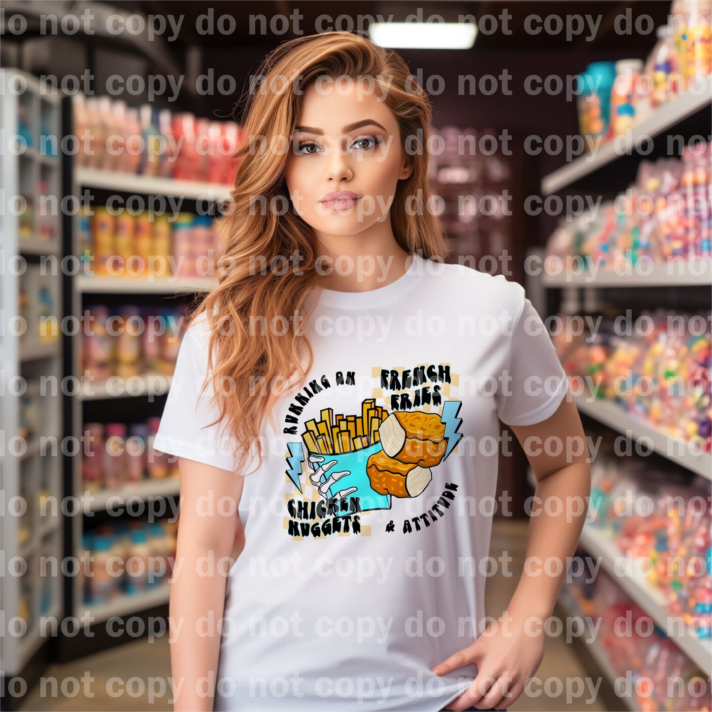 Running On French Fries Chicken Nuggets And Attitude Blue/Pink Dream Print or Sublimation Print