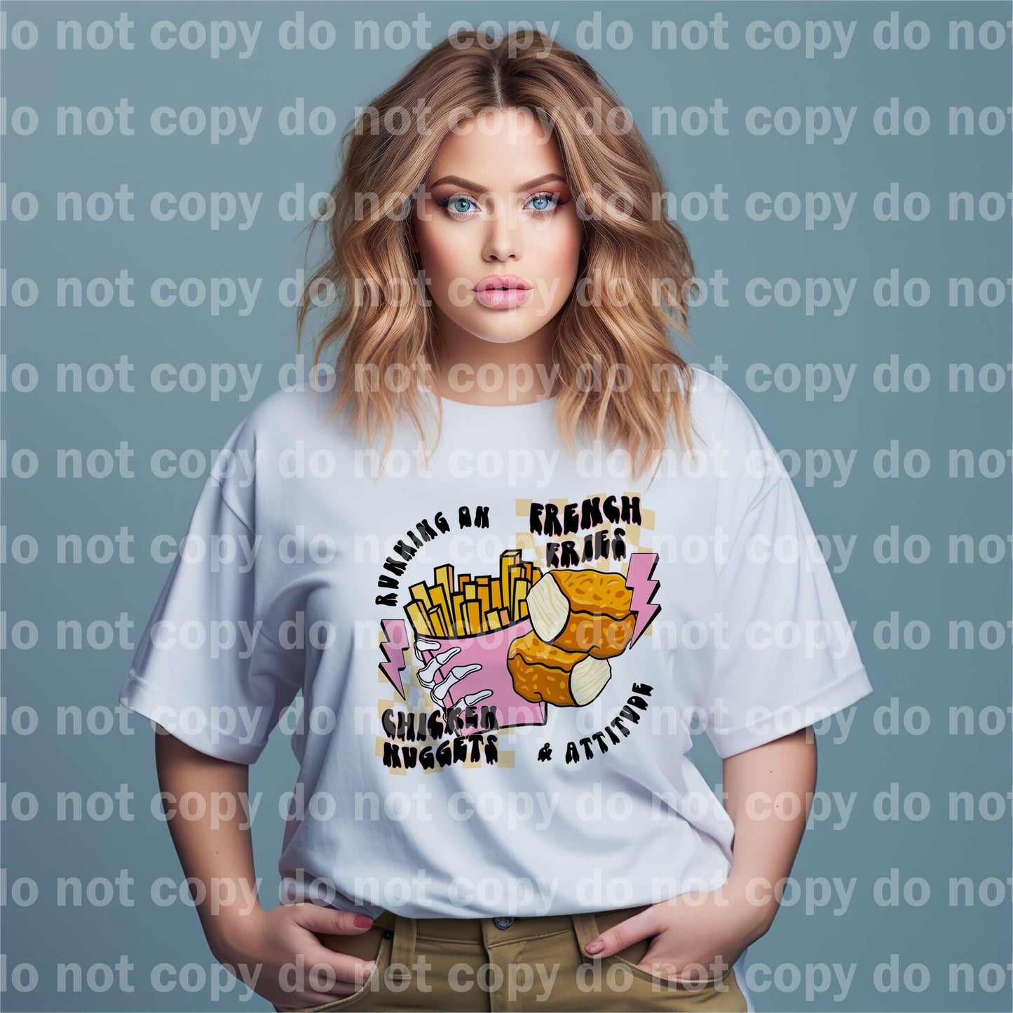 Running On French Fries Chicken Nuggets And Attitude Blue/Pink Dream Print or Sublimation Print