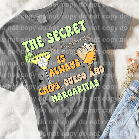 El secreto de la felicidad es siempre Chips Queso y Margaritas Dream Print o Sublimation Print