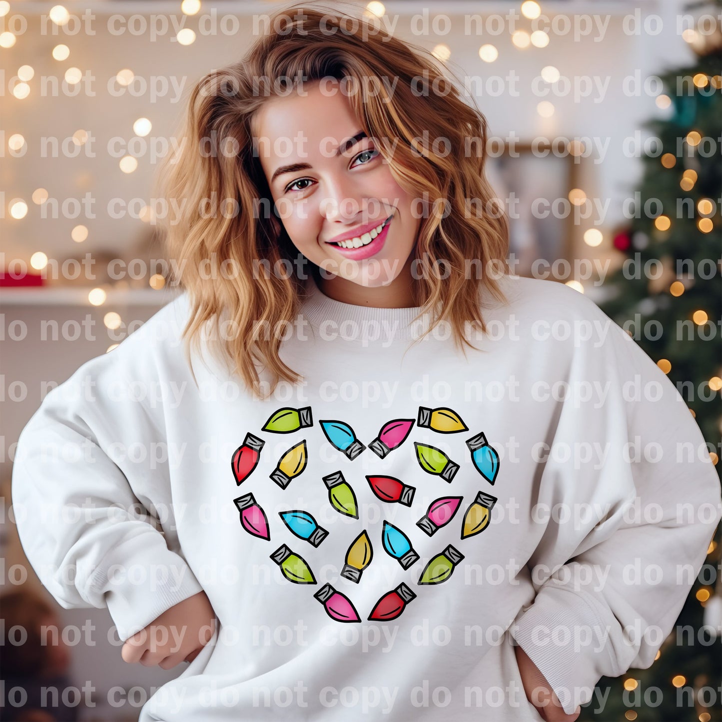 Christmas Lights Heart Full Color/One Color Dream Print or Sublimation Print