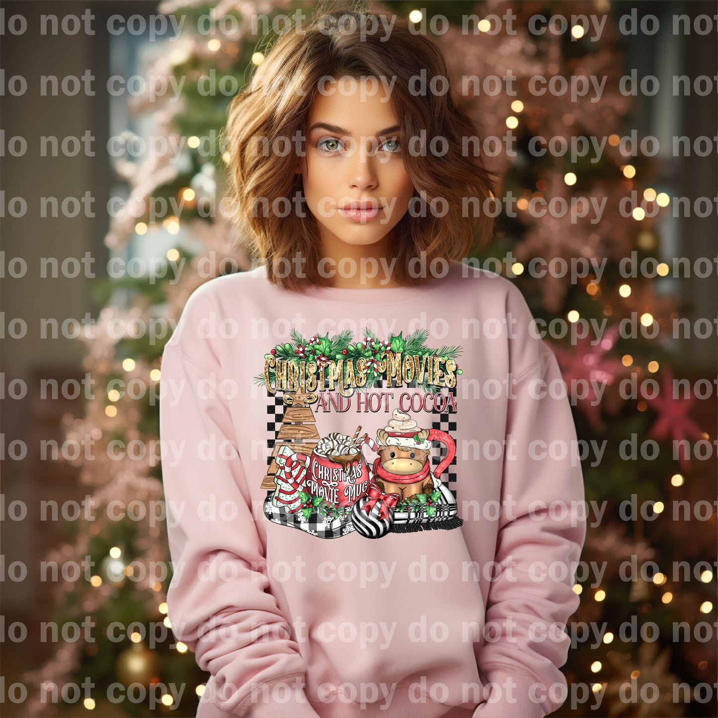 Christmas Movies and Hot Cocoa with Optional Sleeve Design Dream Print or Sublimation Print