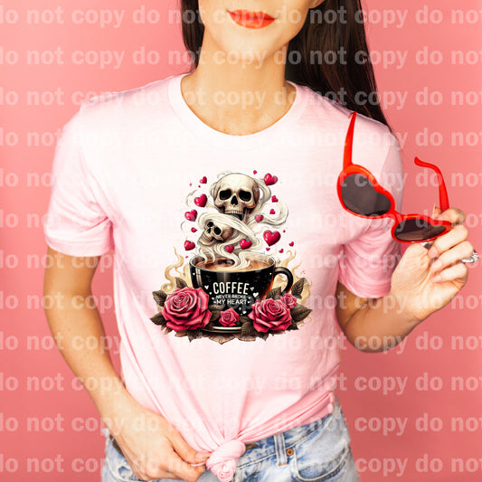 Coffee Never Broke My Heart Skellie Roses Dream Print or Sublimation Print