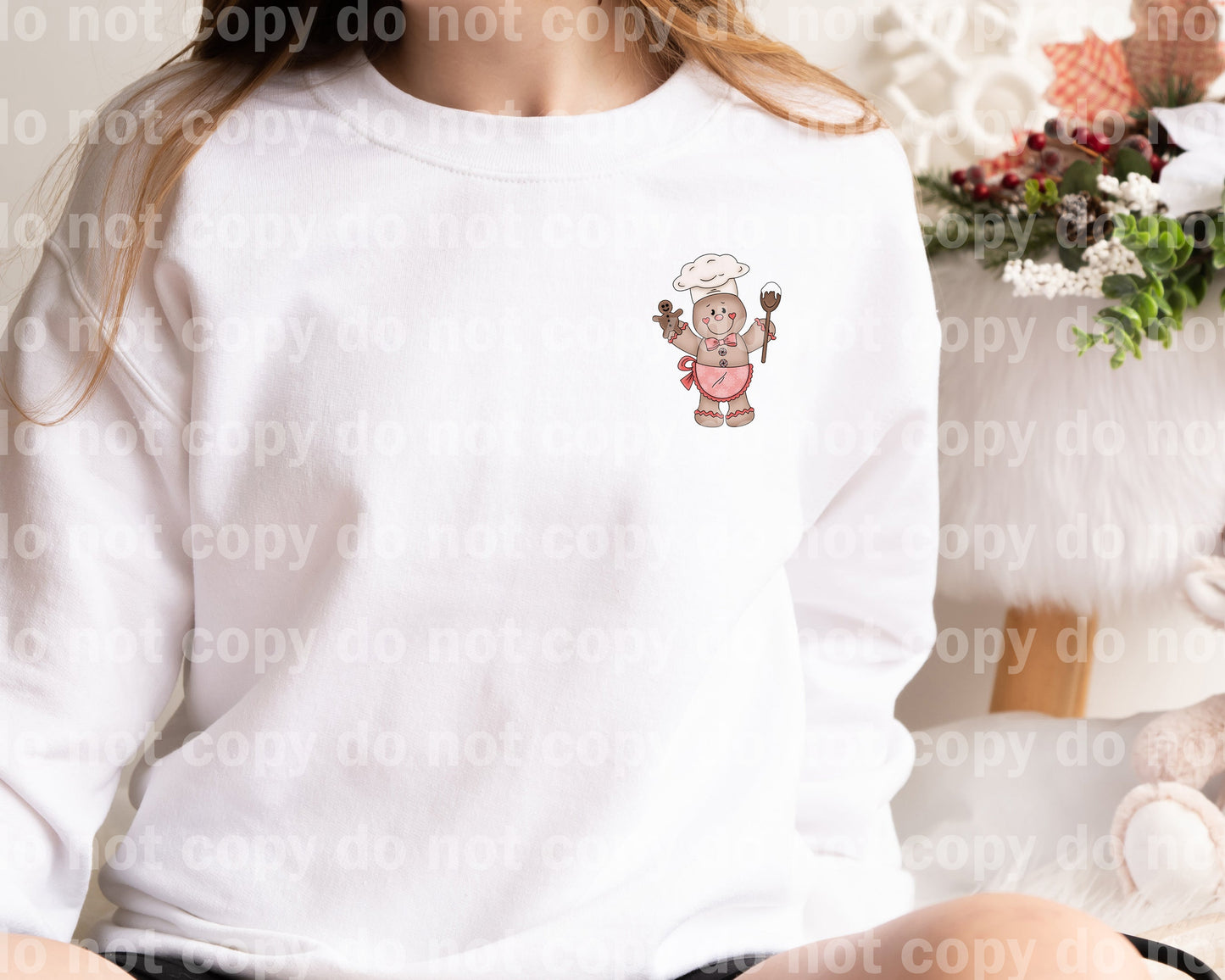 Cookie Crew Gingerbread Black/Red Font with Pocket Option Dream Print or Sublimation Print