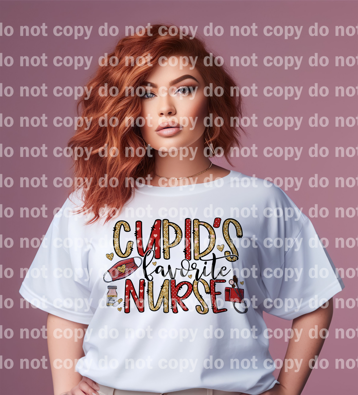 Cupid's Favorite Nurse Blue Pink/Gold Red Dream Print or Sublimation Print