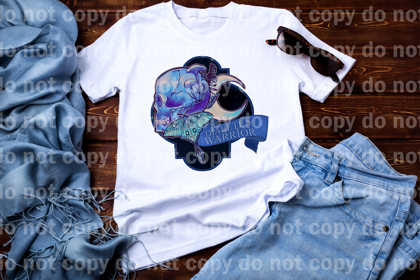 Diabetes Warrior Skull Moon Moth Emblem