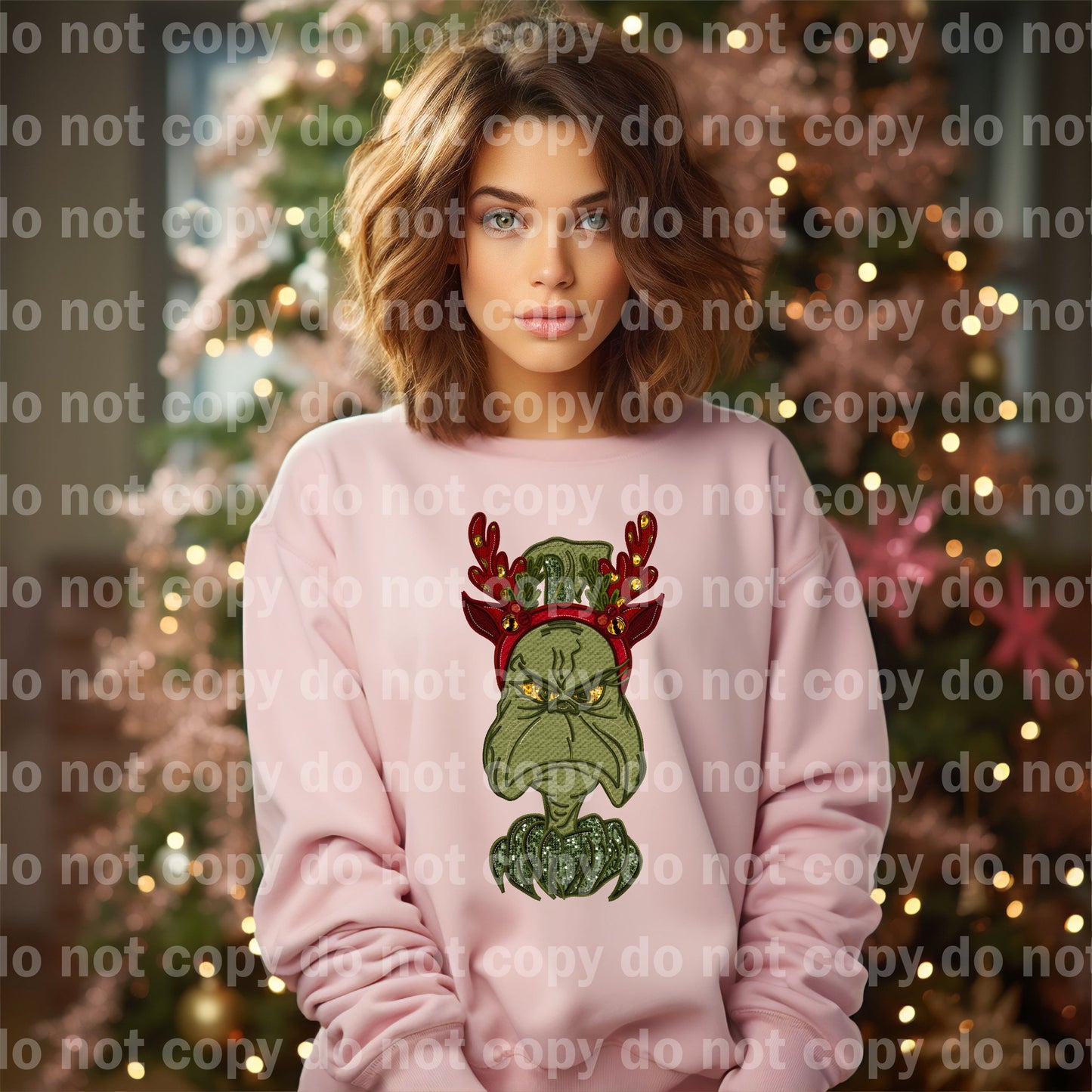 Embroidered Christmas Green Man Dream Print or Sublimation Print