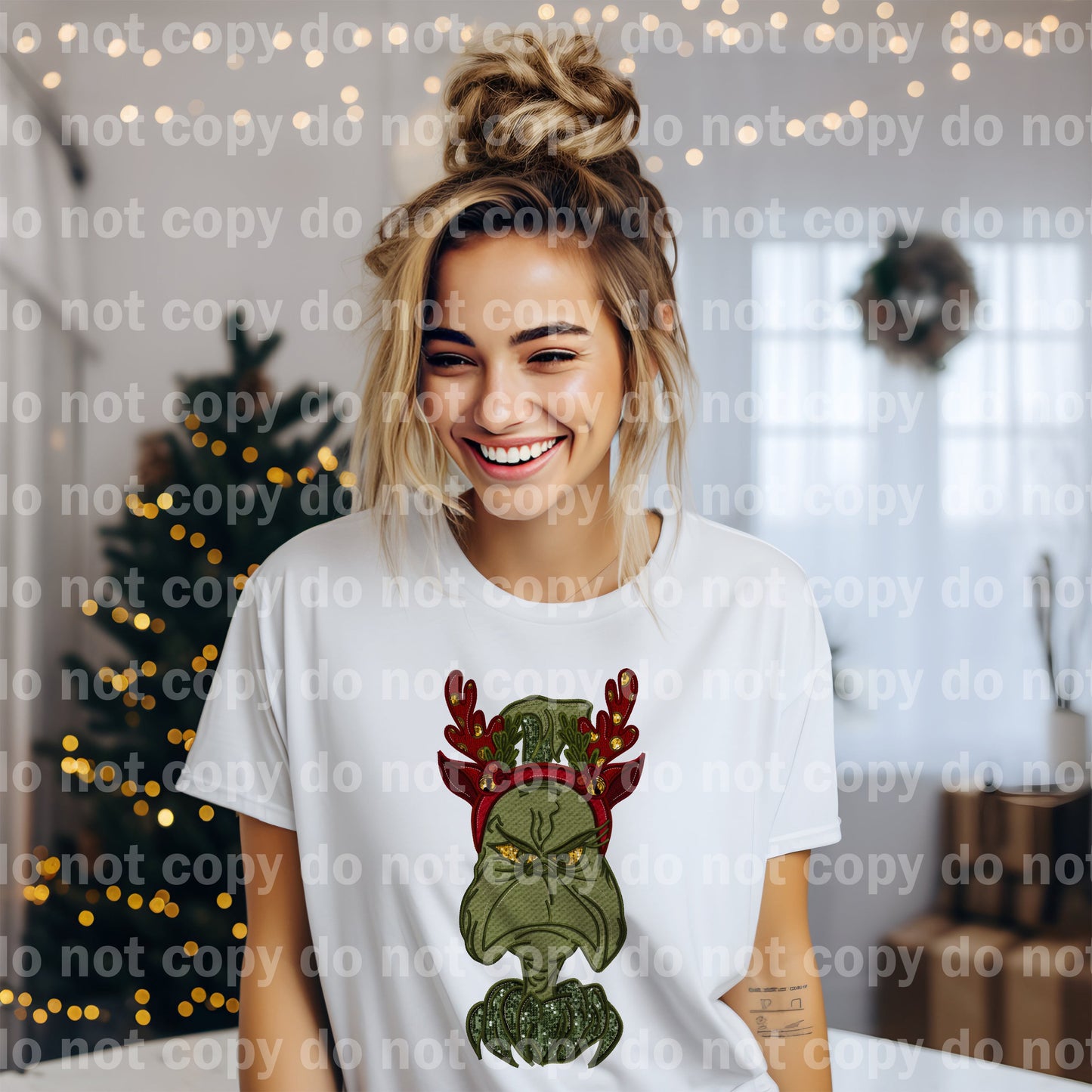 Embroidered Christmas Green Man Dream Print or Sublimation Print