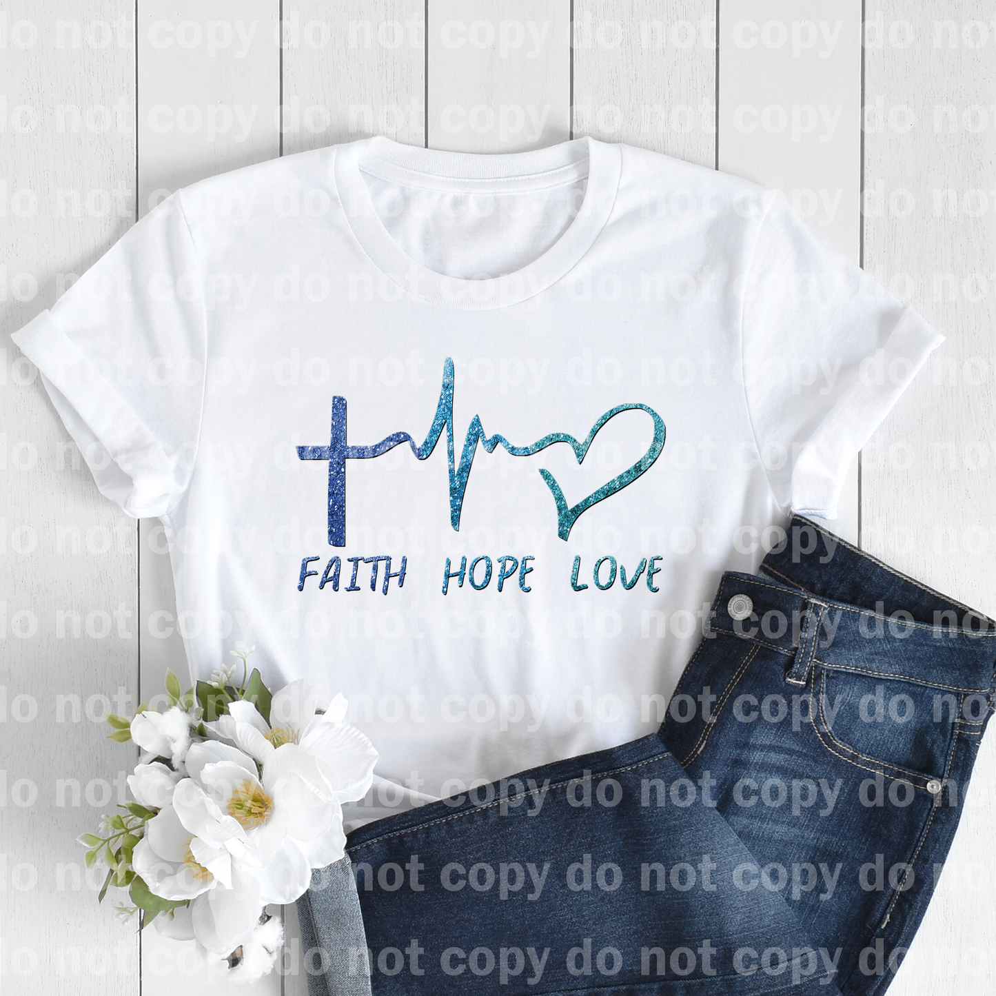 Faith Hope Love Glittery Dream Print or Sublimation Print