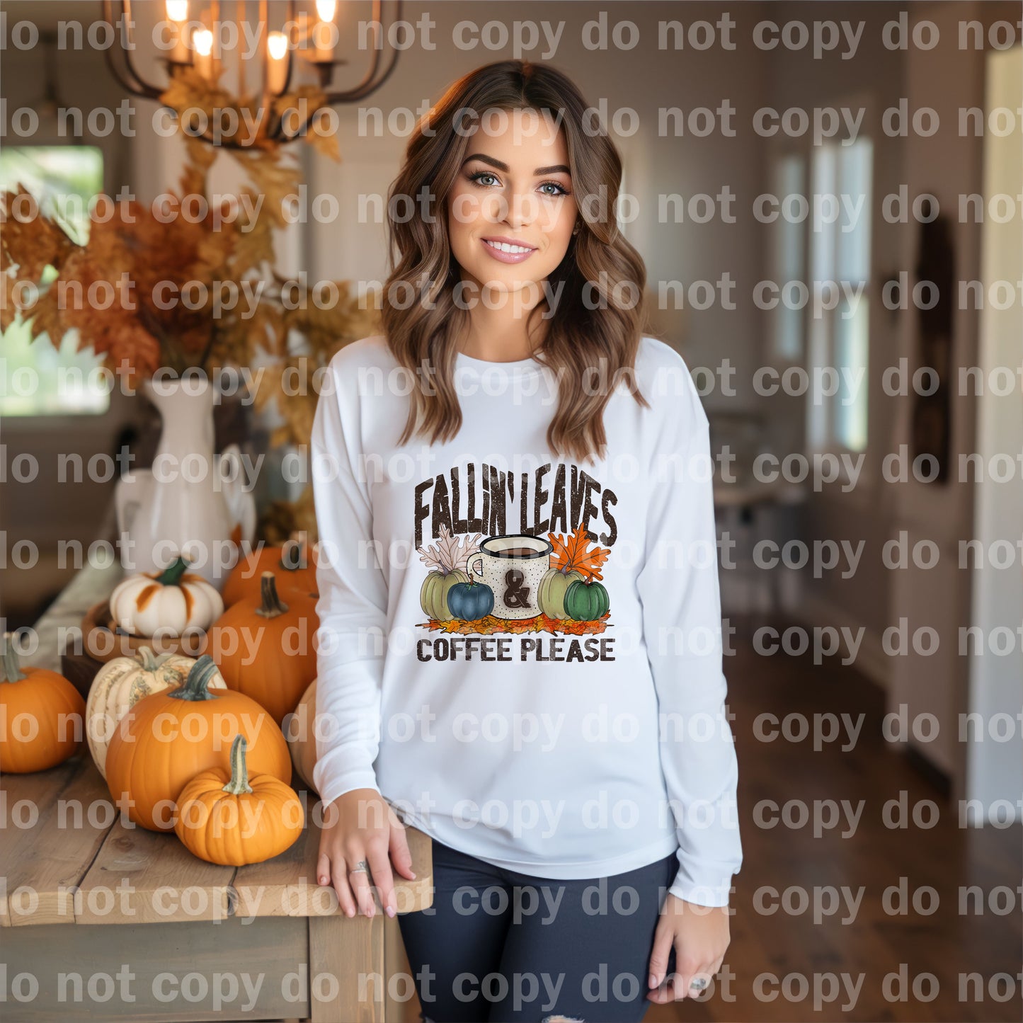 Fallin Leaves Coffee Please Dream Print or Sublimation Print