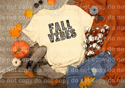 Fall Vibes Brown Faux Embroidered Dream Print or Sublimation Print