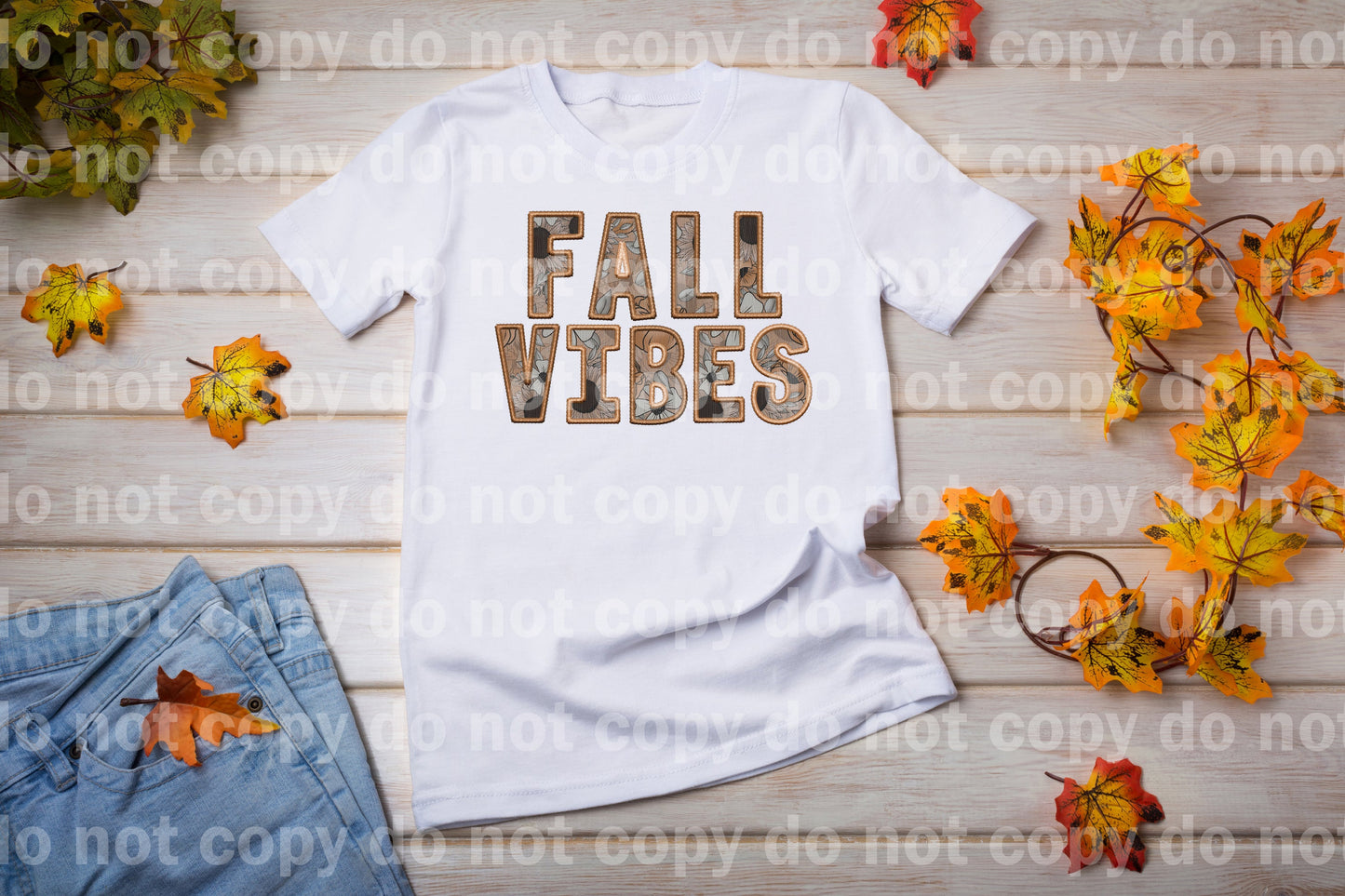 Fall Vibes Faux Embroidered Dream Print or Sublimation Print