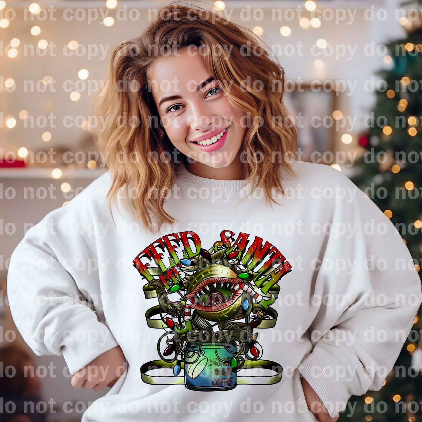 Feed Me Santa with Optional Sleeve Design Dream Print or Sublimation Print