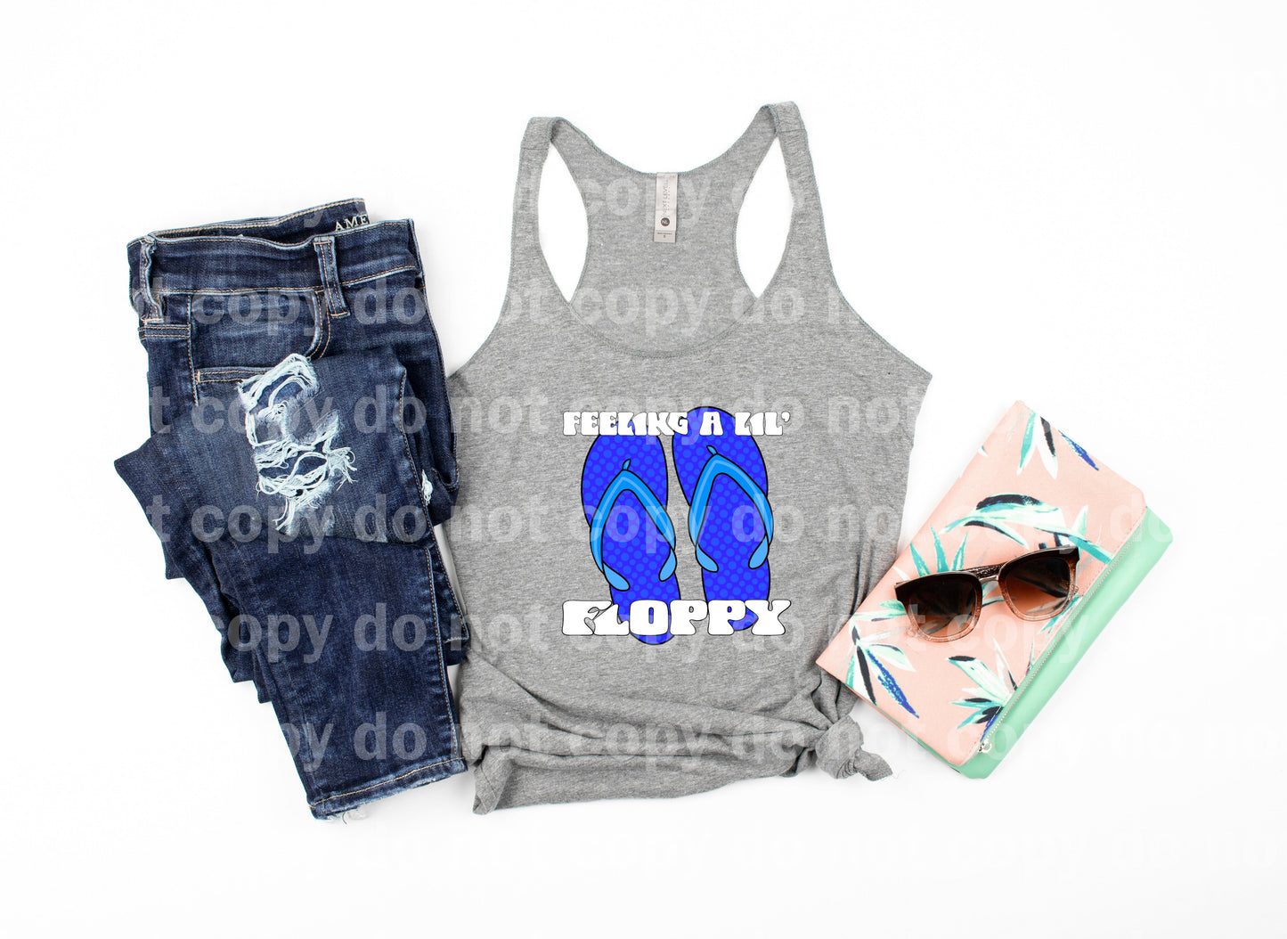 Feeling A Lil Floppy Blue Slippers Black/White Font Dream Print or Sublimation Print