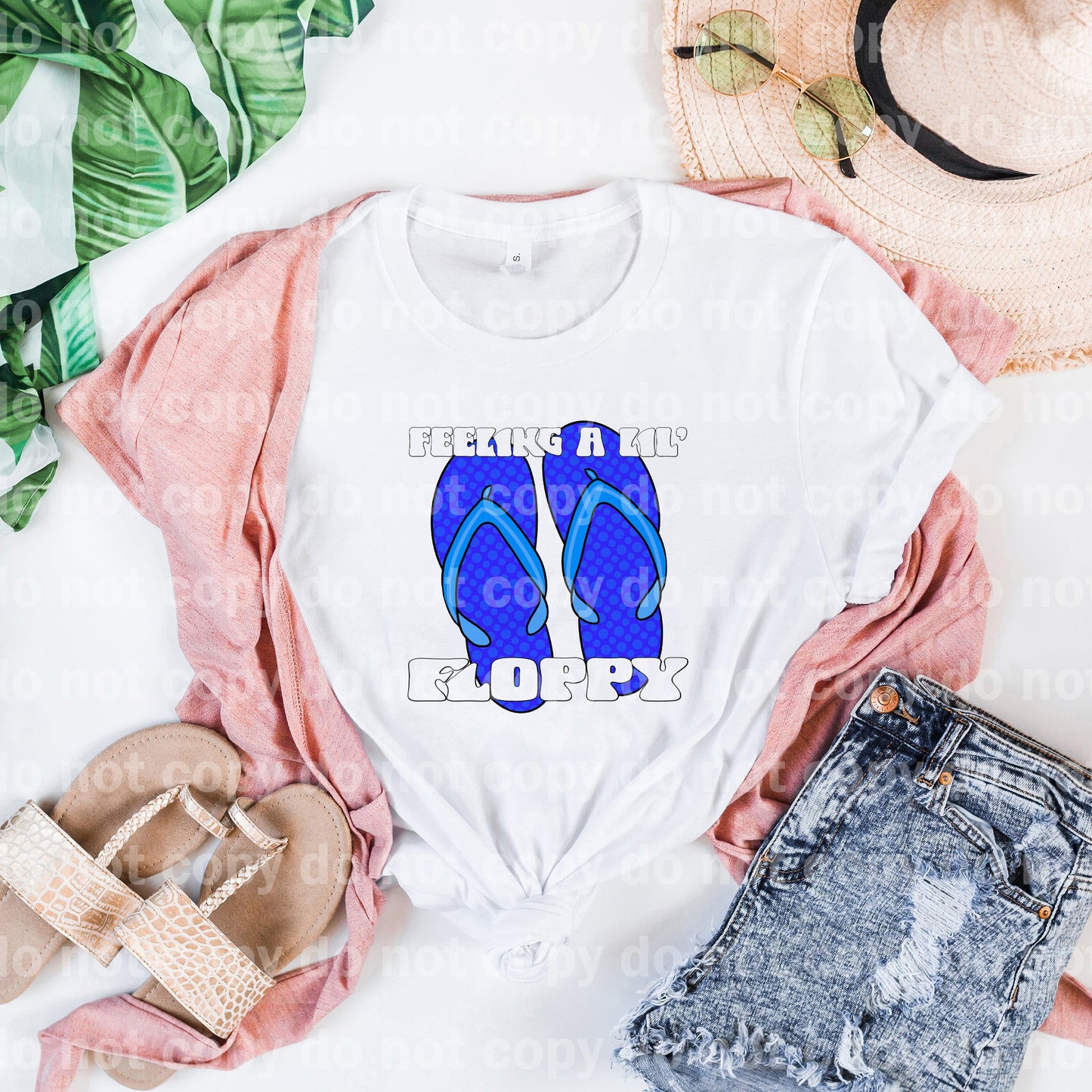 Feeling A Lil Floppy Blue Slippers Black/White Font Dream Print or Sublimation Print