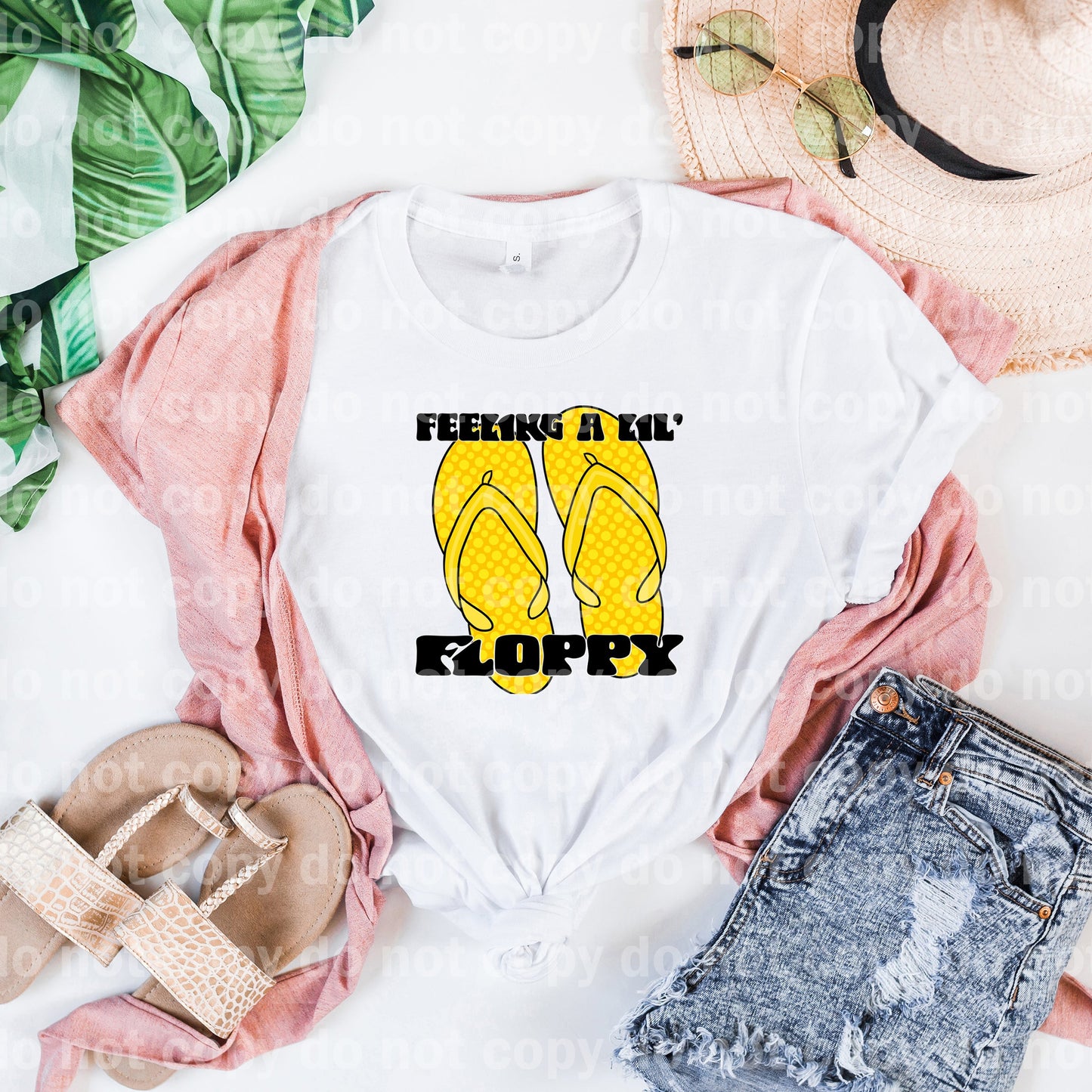Feeling A Lil Floppy Yellow Slippers Black/White Font Dream Print or Sublimation Print