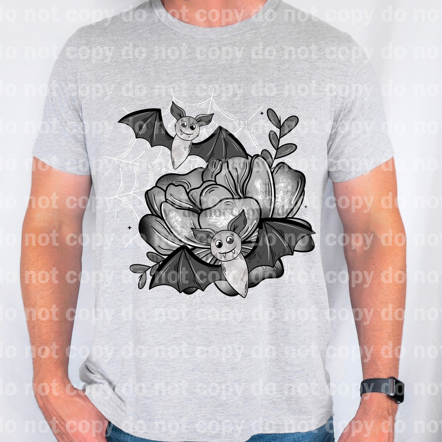 Floral Bat Spider Web Black/White Dream Print or Sublimation Print