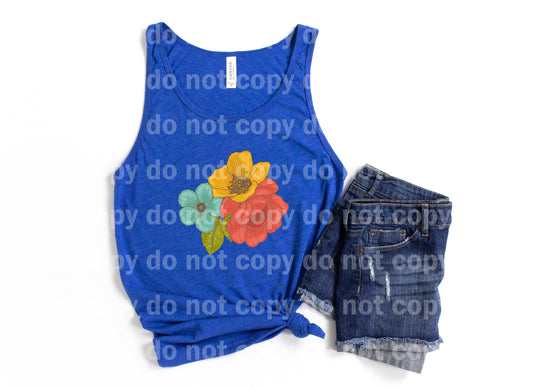 Floral Blue Yellow Red Dream Print or Sublimation Print