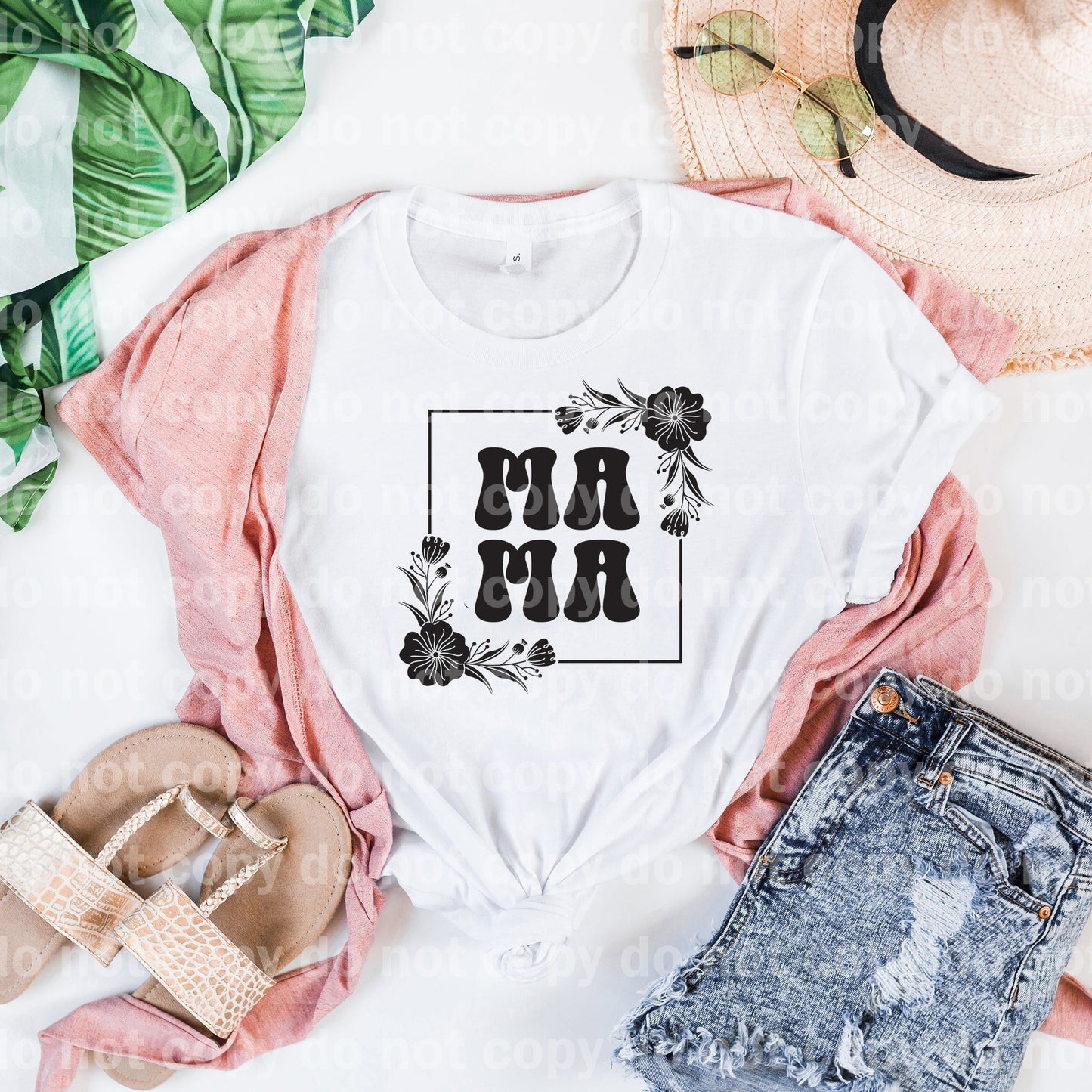 Floral Boxed Mama Black/White Dream Print or Sublimation Print