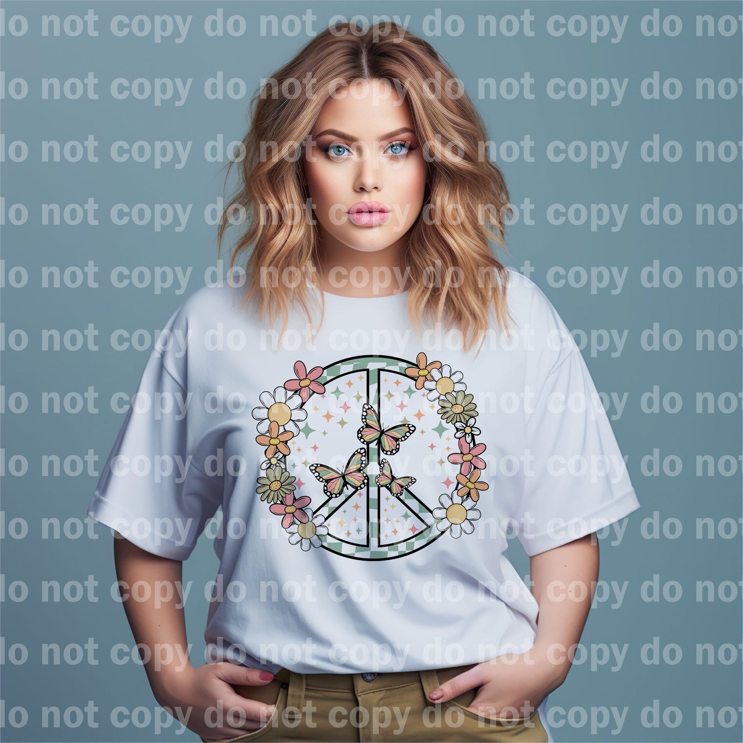 Floral Hippie Butterfly Peace Sign