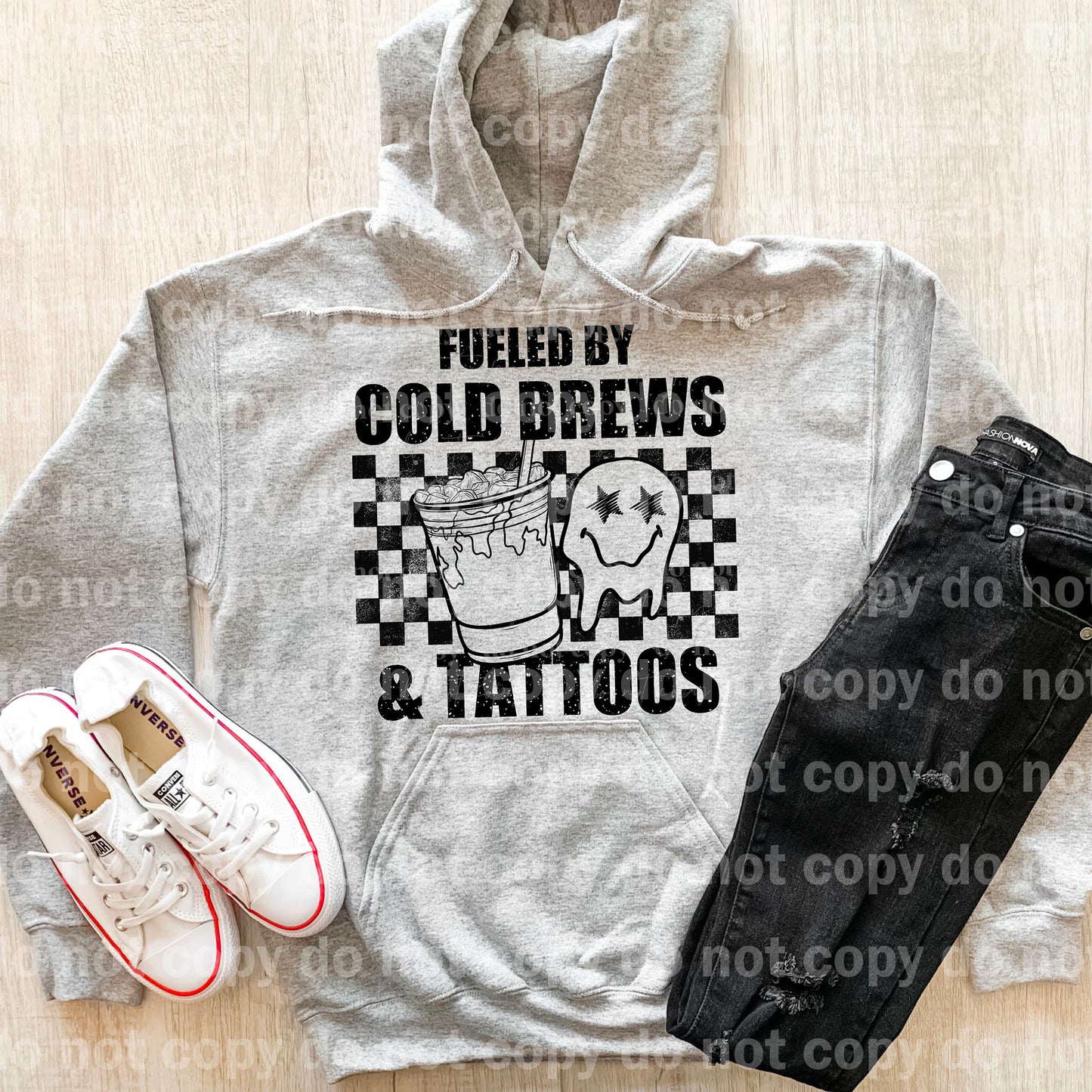 Fueled By Cold Brews And Tattoos Black/White Dream Print or Sublimation Print