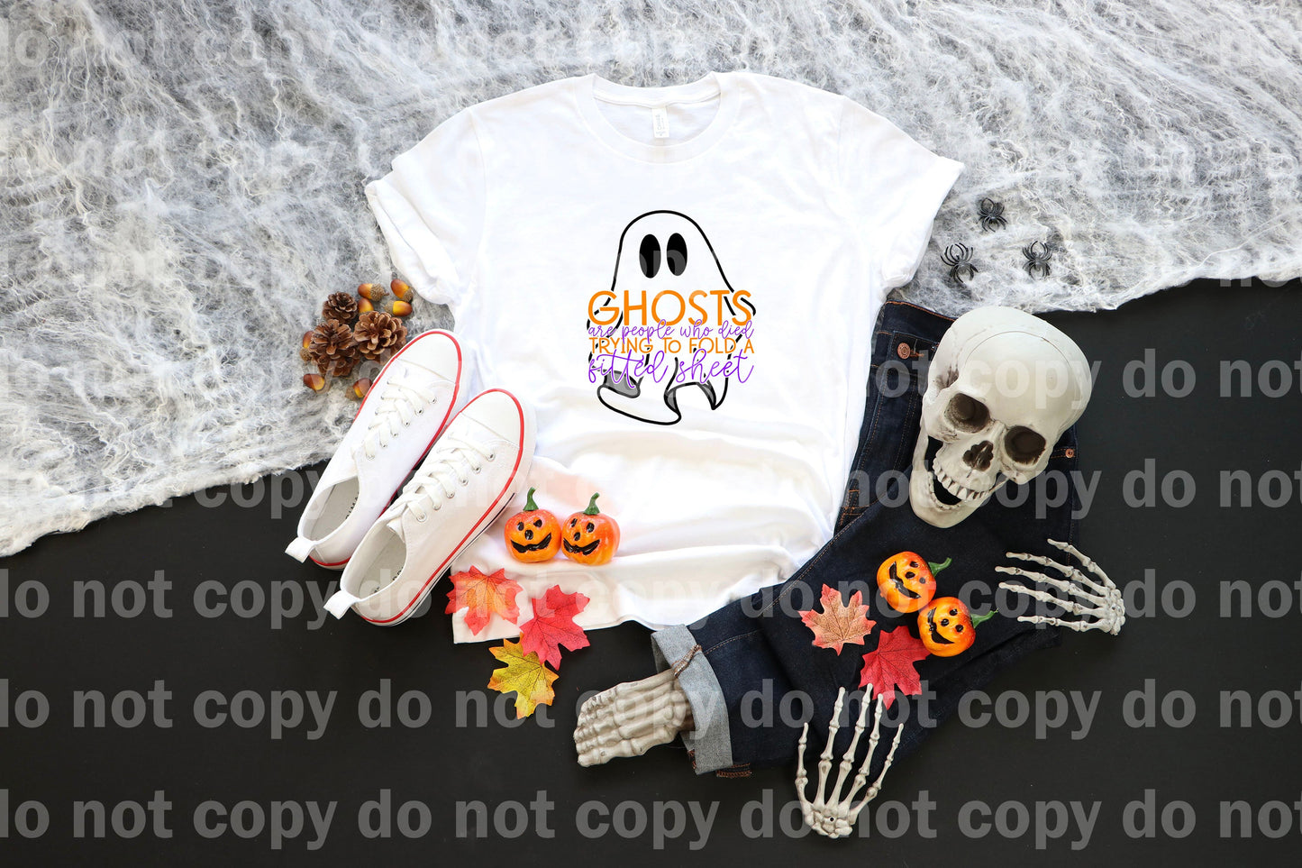 Ghosts Are People Who Died Trying To Fold A Fitted Sheet Orange Purple/Orange Dream Print or Sublimation Print