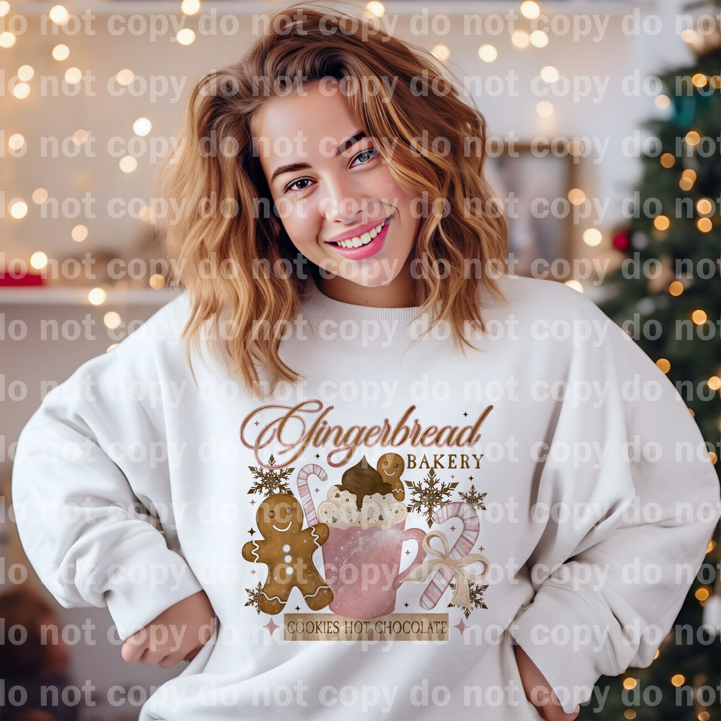 Gingerbread Bakery Cookies Hot Chocolate with Optional Two Rows Sleeve Designs Dream Print or Sublimation Print