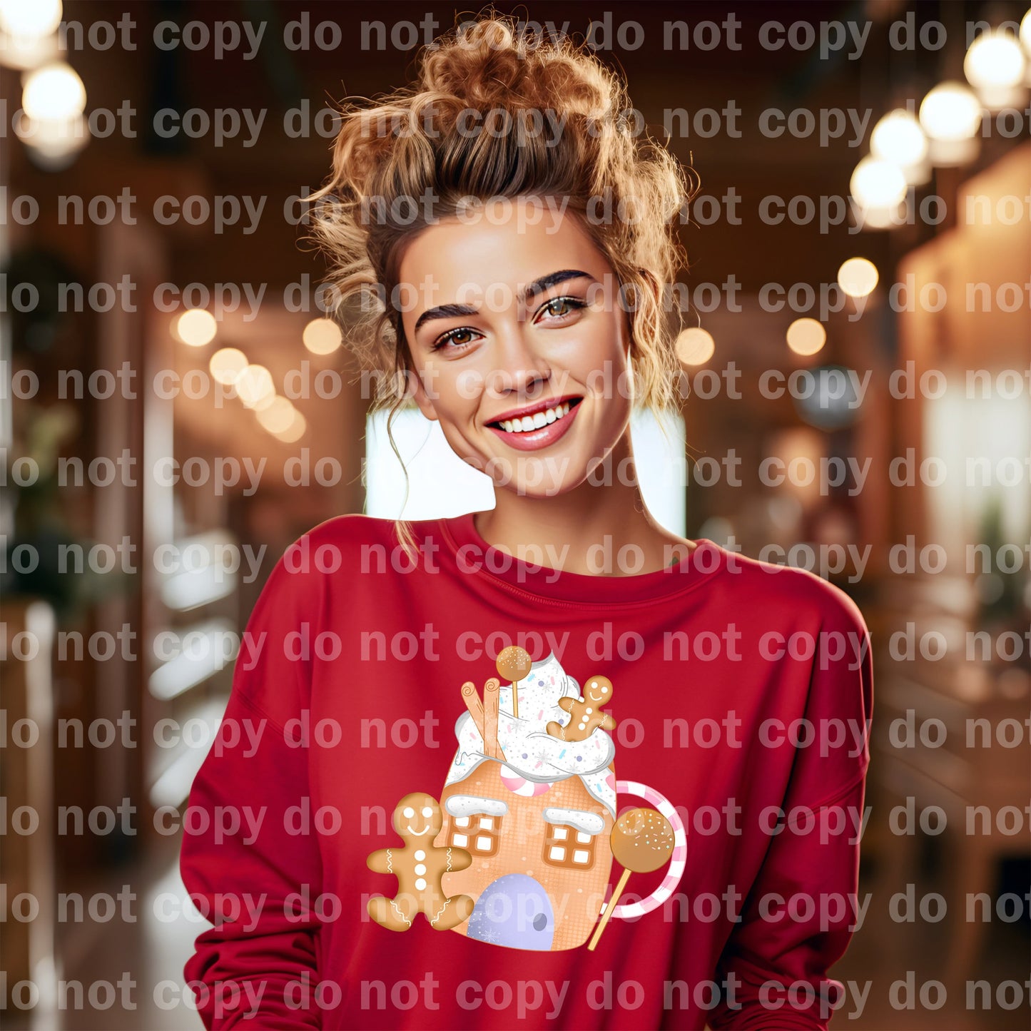 Gingerbread and Hot Cocoa with Optional Two Rows Sleeve Designs Dream Print or Sublimation Print