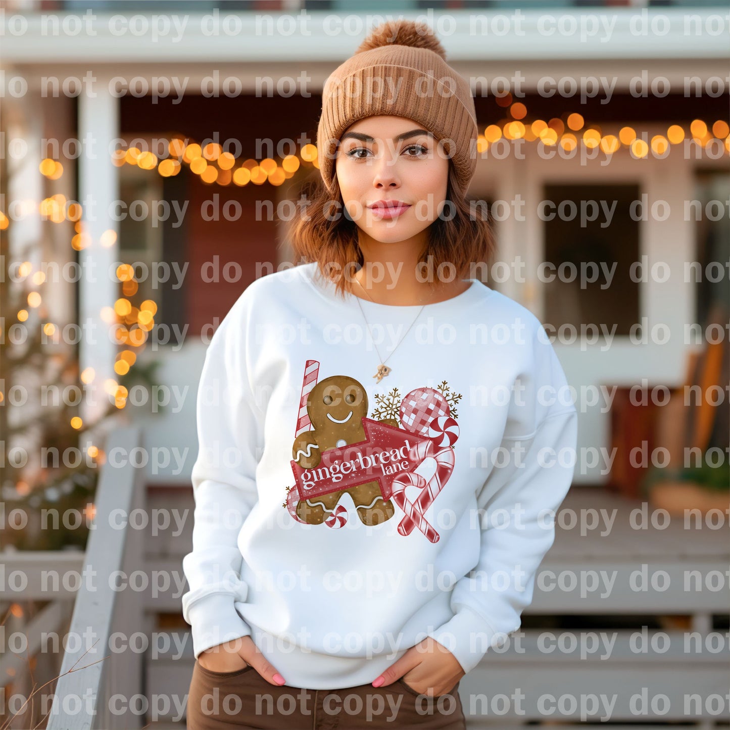 Gingerbread Lane with Optional Two Rows Sleeve Designs Dream Print or Sublimation Print