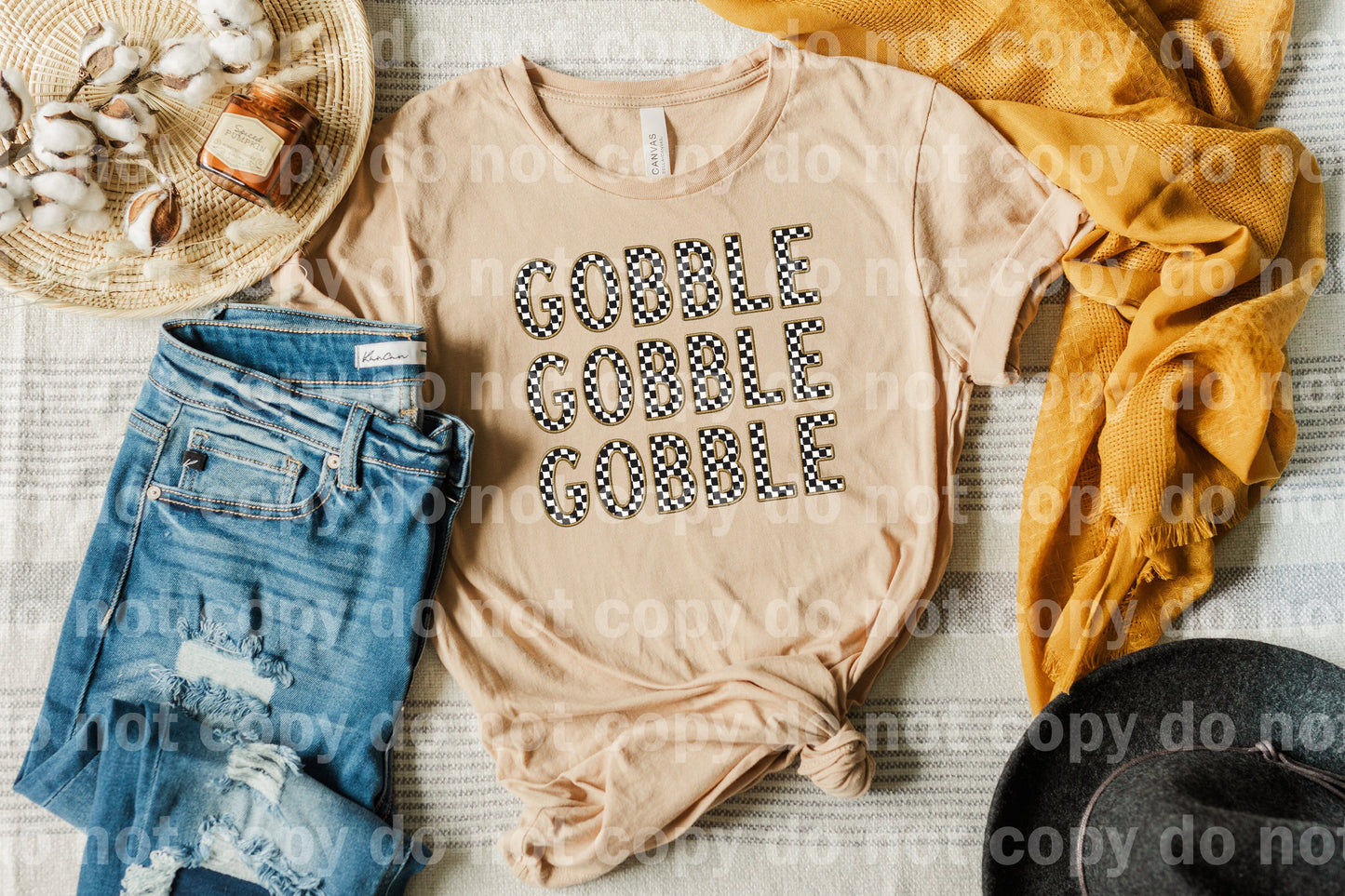 Gobble Stacked Checkered Embroidery Dream Print or Sublimation Print