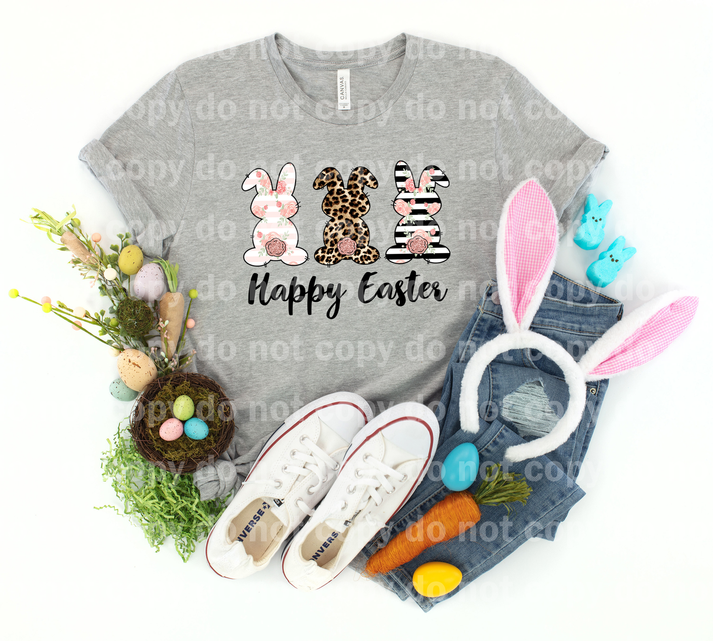 Happy Easter Floral Leopard Bunny Dream Print or Sublimation Print