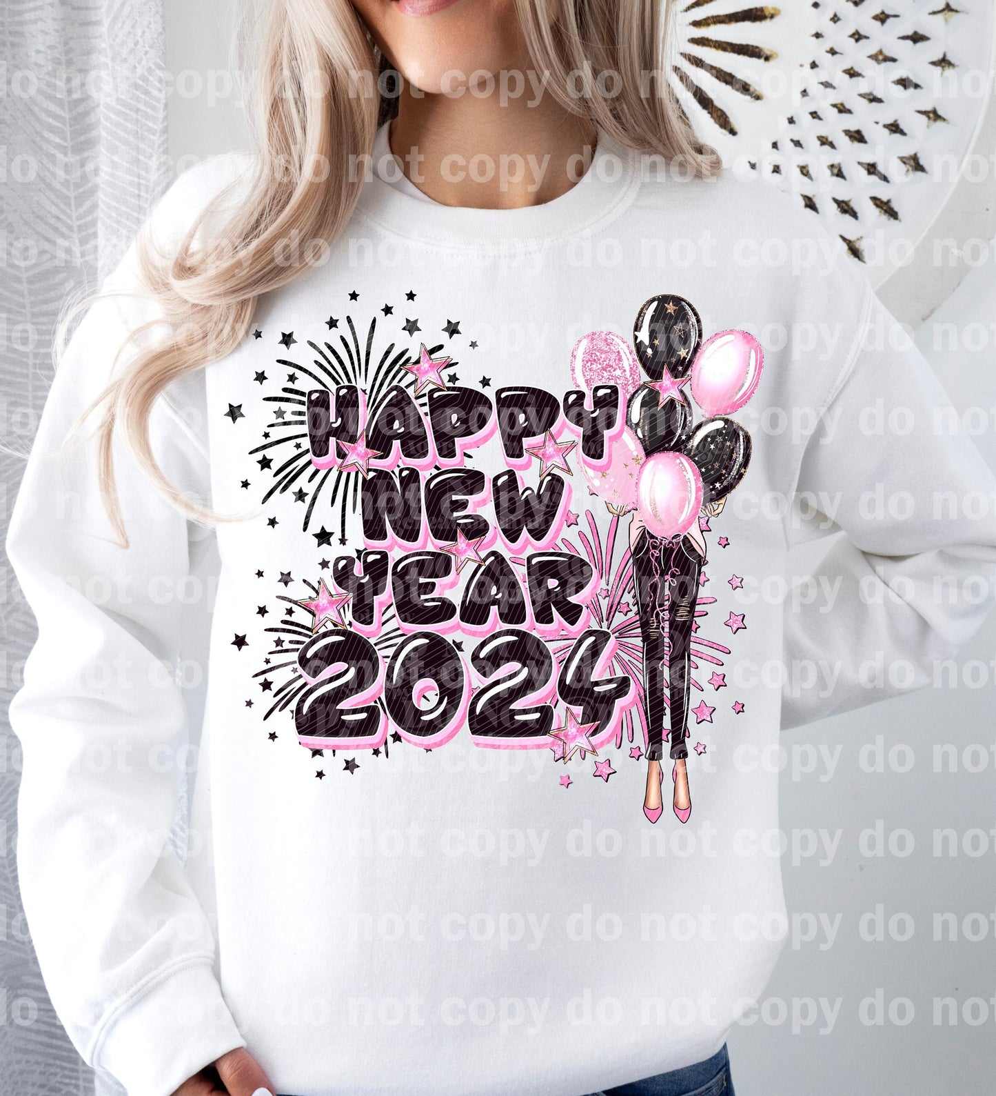 Feliz Año Nuevo 2024 A todo color/Un color con diseño de funda opcional Impresión de ensueño o impresión por sublimación