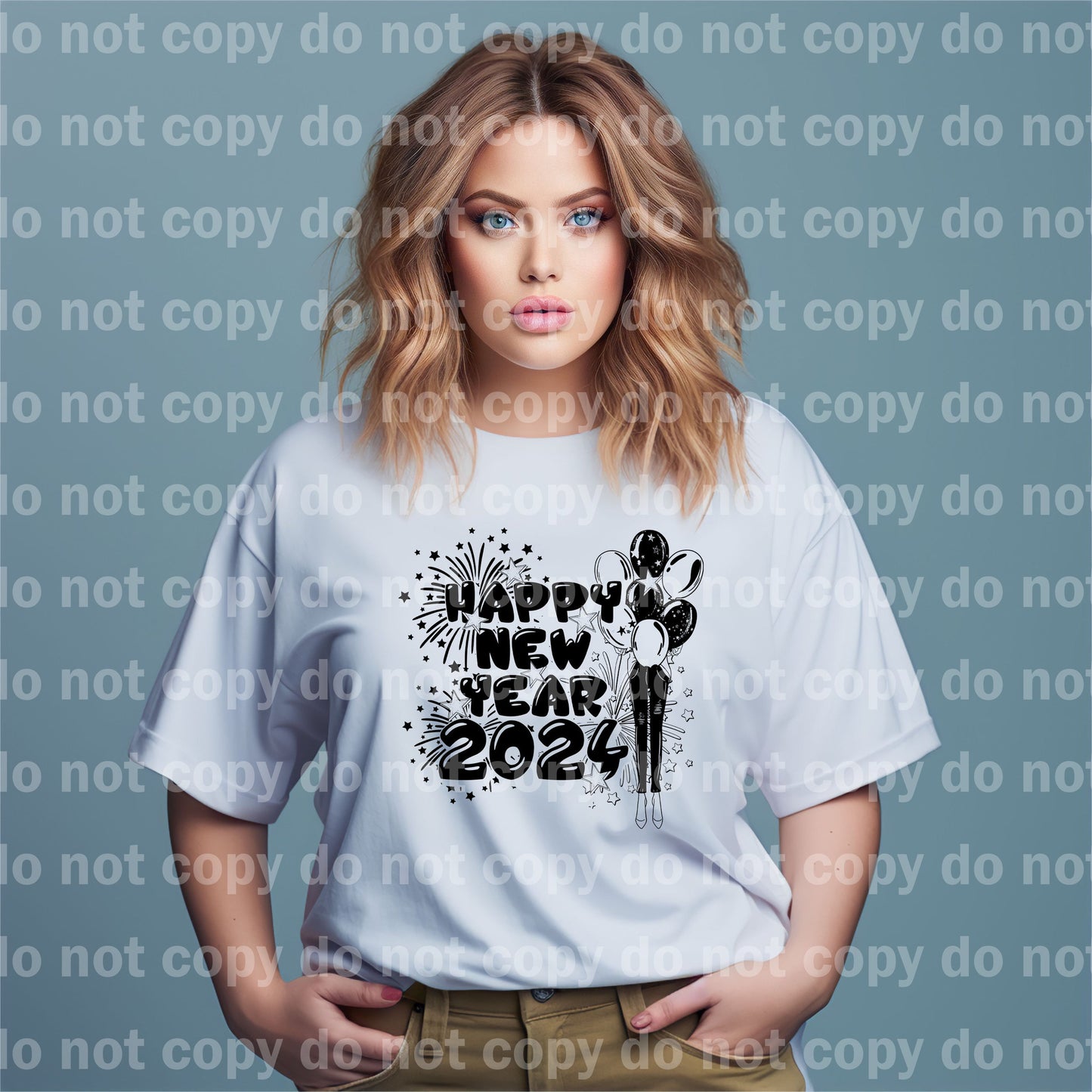 Happy New Year 2024 Full Color/One Color with Optional Sleeve Design Dream Print or Sublimation Print