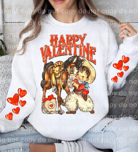 Happy Valentine Horse with Optional Two Rows Sleeve Designs Dream Print or Sublimation Print