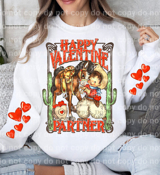 Happy Valentine Partner Horse with Optional Two Rows Sleeve Designs Dream Print or Sublimation Print