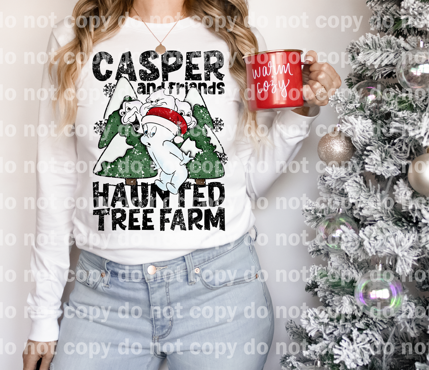Ghost And Friends Haunted Tree Farm Distressed/Non Distressed Dream Print or Sublimation Print