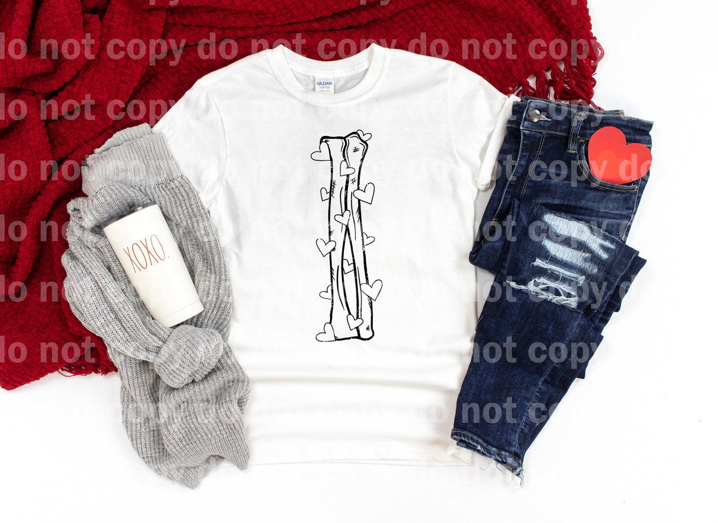 Heart Arm Bones Distressed Full Color/One Color with Pocket Option Dream Print or Sublimation Print