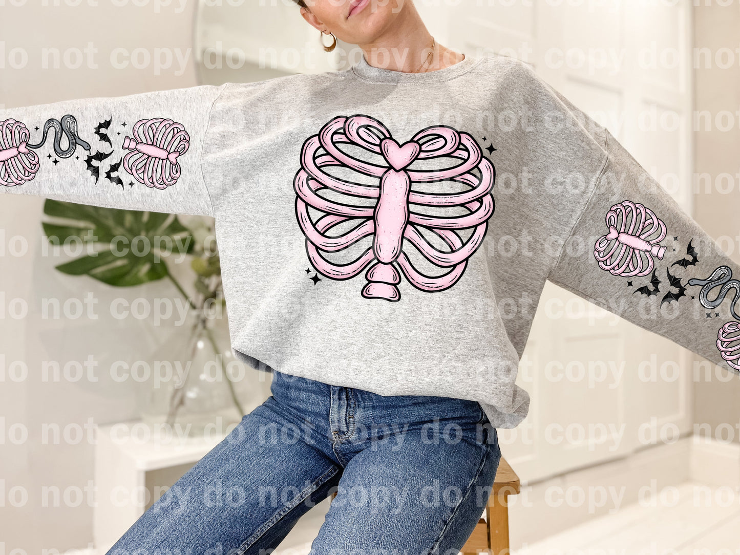 Heart Rib Cage with Optional Two Rows Sleeve Designs Dream Print or Sublimation Print