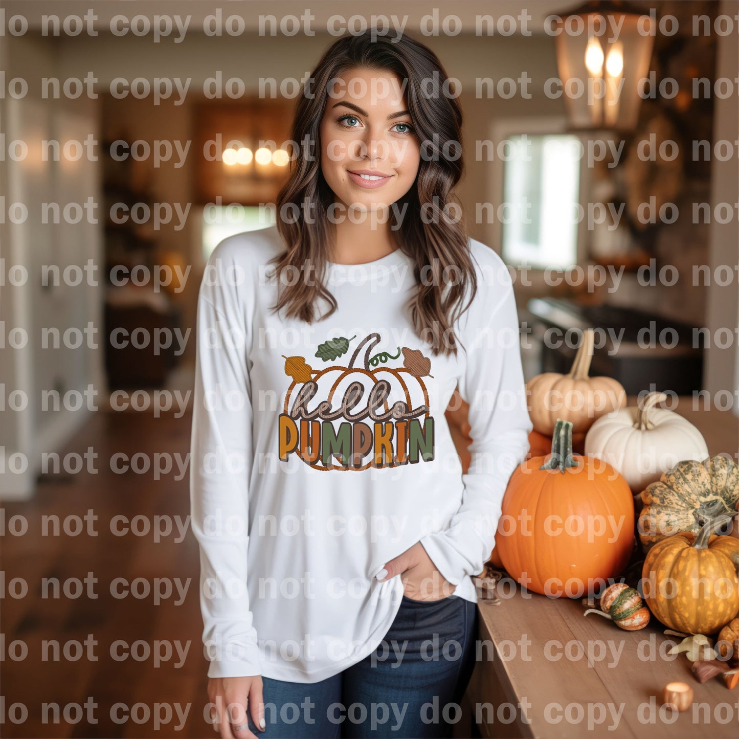 Hello Pumpkin Embroidery Dream Print or Sublimation Print