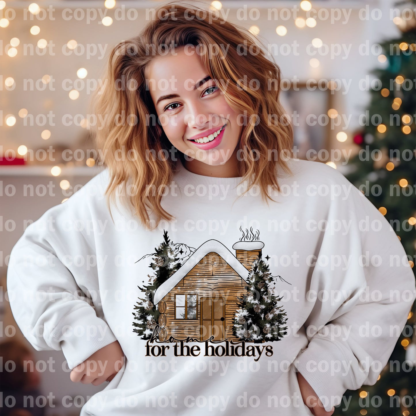 Home For The Holidays Cabin Tree with Pocket Option Dream Print or Sublimation Print