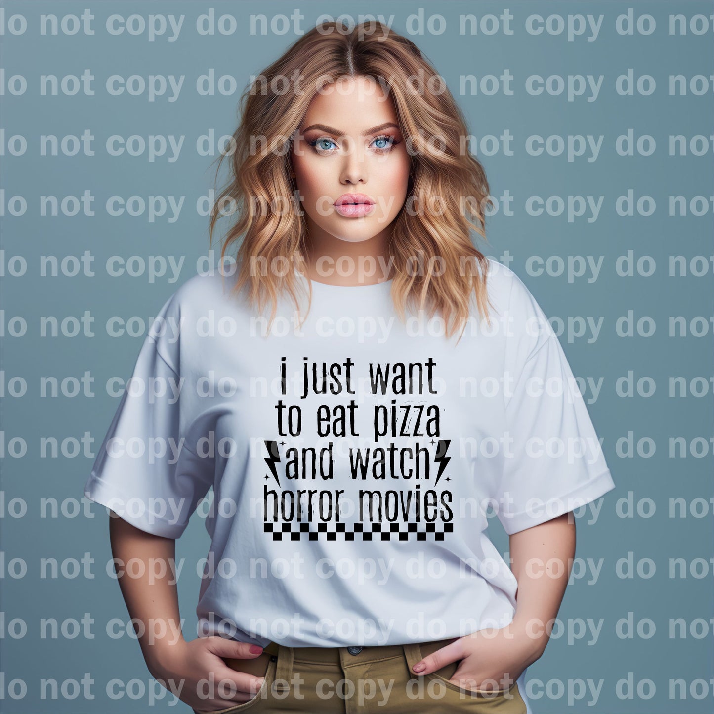 I Just Want To Eat Pizza And Watch Horror Movies Black/White Dream Print or Sublimation Print