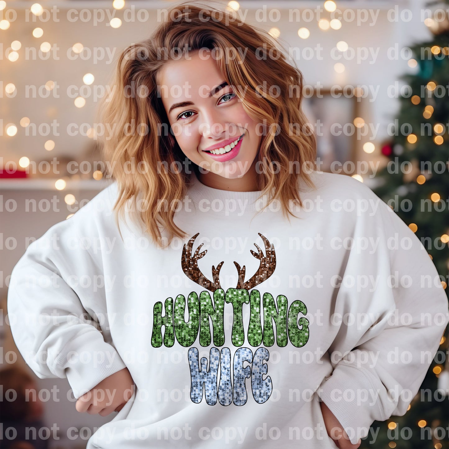 Hunting Wife Antlers Sequin Dream Print or Sublimation Print