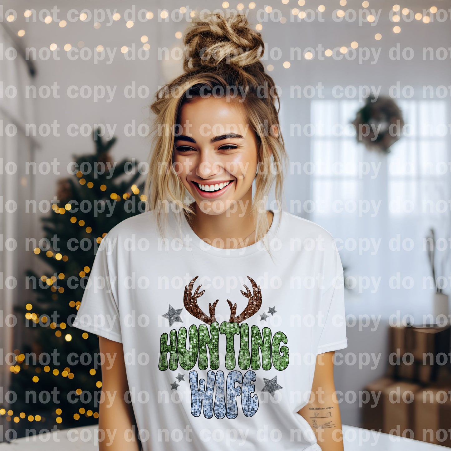 Hunting Wife Antlers Sequin Stars Dream Print or Sublimation Print